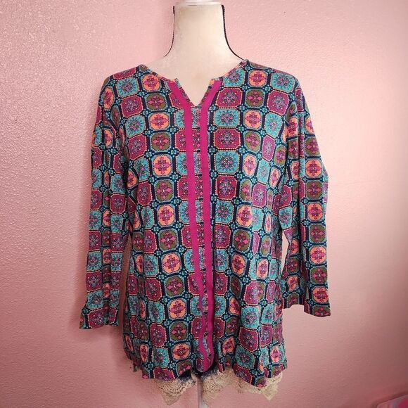 Kim Rogers Printed Top XL - Picture 2 of 7